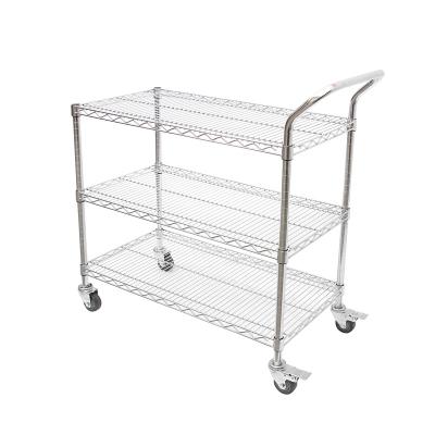 China Wholesale High Quality 3-Layer Workable Shelving Rack Storage Trolley Storage Shelves Wire Heavy Duty for sale