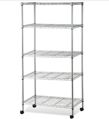 China Sustainable Industrial Living Room Storage 5-Layer Shelf With Wheeled Cart for sale