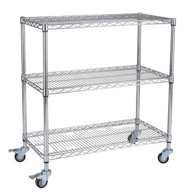 China 24 x 14 x 99 Inch 3 Row Metal Wire Storage Shelving High Quality Sustainable Adjustable Commercial Cart for sale