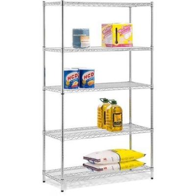 China 2021 Hot Sale 48 x 18 x 60 Inch 5 Layers Economical Viable Wire Shelf Chrome Home Rack Storage for sale