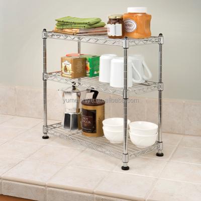 China Light Duty Esd Protection Household 3 Tier Wire Shelves Small Chrome Or Square Epoxy Wire Shelving Shelves for sale