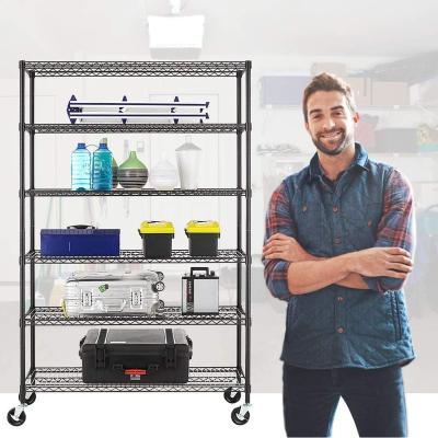 China 180 x 120 x 45 cm Home Premium 6 Tier Storage Shelf Warehouse Wire Shelving Adjustable Rolling Support for sale