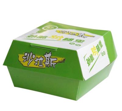 China Fast Food Folding Color Recyclable Wholesale Biodegradable Paper Box Carry Out For Small Burger Wrapping Paper Food Paper Box for sale