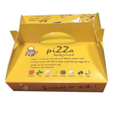 China Recyclable Custom Design Hot Sale Food Packing Box OEM Factory 7inch Take Out Pizza Delivery Box With Handle for sale