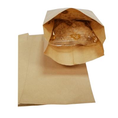 China Recyclable Custom Biodegradable Food Packaging Bag Grease Resistant Kraft Brown Paper Packaging Bag Bread Bags for sale