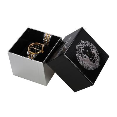 China Recyclable Custom Luxury Stain Sliver UV Hot Packaging Beads Jewelry Boxes Watches Stand Black Gift Box Factory Direct Sale for sale