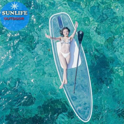 China Warter Sports 2021 Latest SUNLIFE Transparent Paddle Board Stand Up Paddle Board With Fin And Foot Leash for sale