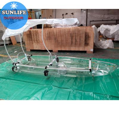 China Warter Sports Sunlife CE Certificate 2 Person Canoe Glass Clear Kayak With Canopy for sale