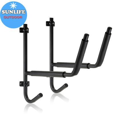 China Sustainable Durable Kayak LOOP Storage Wall Mounted Rack In Black Folding Canoe Ladder Folding Kayak Wall Rack for sale