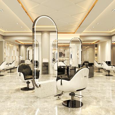 China Barber Shop Modern Style Hair Salon Mirror Special Shear Wall Mirror With LED Smart Touch for sale