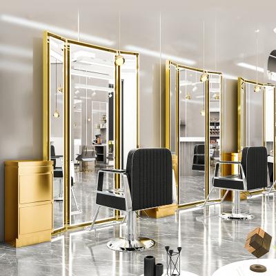 China Modern Salon Platform Hairdresser Barber Shop Dresser Hair Salon Floor Mirror for sale