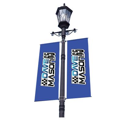 China Hanging Sublimation Printing Street Flag Advertising Hang Rectangle Flag Road Light Lamp Pole Flag for sale