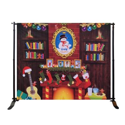 China Adjustable Height Adjustable 10Ft Display With Beautiful Fabric Graphics Stands Telescopic Large Height Adjustable Display Black Painted Aluminum for sale