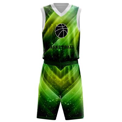 China Green New Style Custom Logo Basketball Jersey Antibacterial Set Custom Basketball Team Wear for sale