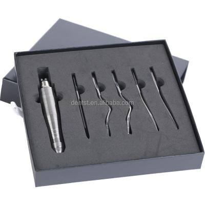 China Instruments Steel Dental Turbine Surgery Pneumatic Extraction Tooth Elevator Set Tools with 5 Tips for Clinic Dentistry Tools for sale