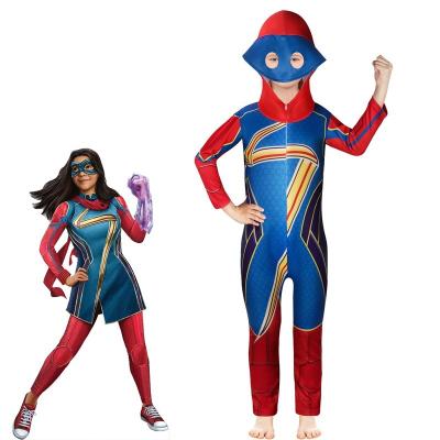 China Ms. Mar Costume Kamala Khan Cosplay Outfits Superhero Polyester Jumpsuit Dress Up With Eye Mask For Girls Halloween 2022 for sale