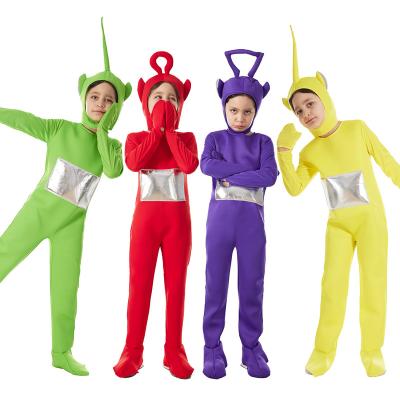 China Very Cute Yellow Polyester Teletubbies Character Kids Class Knitted Fabric With Foam Inside Jumpsuit For Halloween Party Cosplay for sale