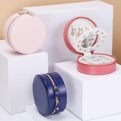 China Women Girl Ring Packaging High Quality Portable Earring Necklace Bracelet Around Ring Studs Lipstick Adjustable Storage PU Leather Bag Jewelry Storage Box for sale