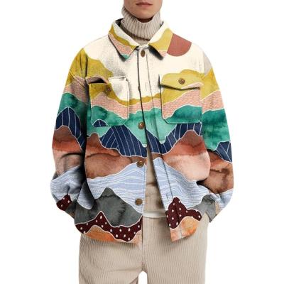 China 2022 Viable New Arrive Amazon Men's Spring Wear Abstract Doodle Art Painting Fashion Printing Young Middle-aged Clothing Jacket Garment for sale