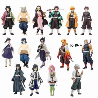 China Funny Educational Toy 15 Set Cartoon Demon Slayer High Quality Blade Kimetsu No PVC Toy Model Anime Yaiba Kamado Action Figure Ornaments For Gift for sale