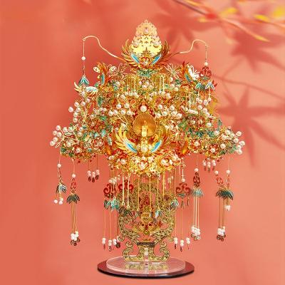 China Handmade Jewelry Gifts For Lovers Dynasty Headdress 3D Jewelry 3D Metal Model Puzzle Crown Chinese Handmade Assembled Creative Wedding Valentine's Day Gift for sale