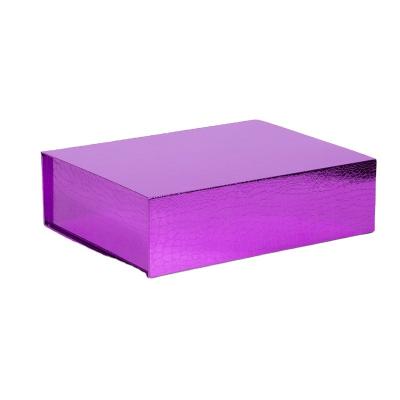 China Biodegradable Custom Design Purple Luxury Rigid Paper Packaging Box Magnetic Folding Lid Closure Custom Cardboard Gift Box For Packaging for sale