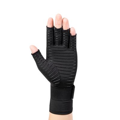 China Factory Price Copper Compression Arthritis Riding Gloves With Brand Adjustable Elastic Strap For Carpal Tunnel for sale