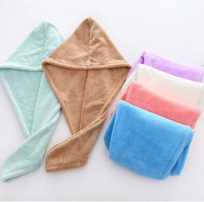 China Wholesale Soft Custom Bath Hair Towel Quick Dry Wrapped Microfiber Absorbent Coral Fleece Hair Towel for sale