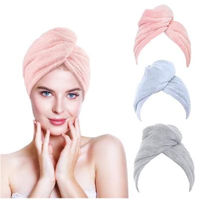 China Viable Wholesale Coral Fleece Fast Dry Lightweight Microfiber Soft Hair Drying Wrapped Micro Absorbent Towel for sale