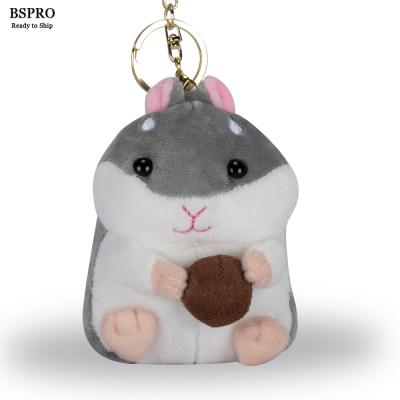 China BSpro #MPKH022G 10CM Hamster Wholesale Stuffed Plush Toy Keychain Gray Plush Toy for sale