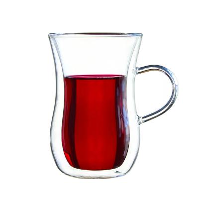 China Borosilicate Glass Coffee Cup Double Wall Viable Wall Juice Mug Beer Glass for sale