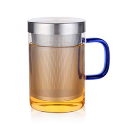 China Sustainable Heat Resistant Glass Tea Cup Filter Tea Cup With Lid for sale