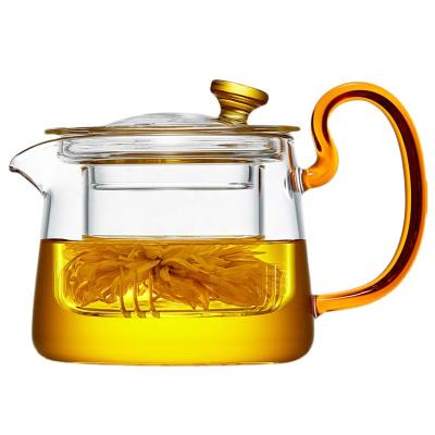 China Sustainable Handmade Customized Glass Borosilicate Teapot With Infuser for sale