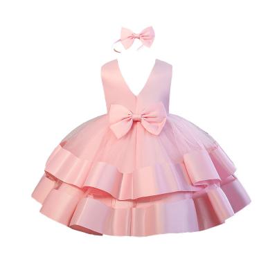 China Anti-Static Birthday Dresses Baby 1 2 3 4 5 Years Lace Up Gauze Baby Clothes Girls Dress Party Dress Girls Fluffy Dress for sale