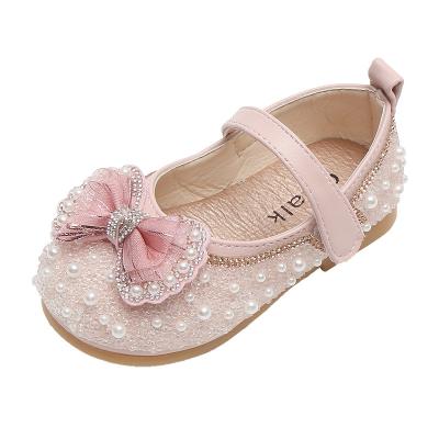 China Girls Shoes Sweat-absorbent Princess Shoes 2021 Korean Wholesale Spring New Diamond Butterfly Girl Baby Princess Shoes for sale