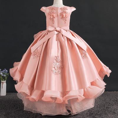 China Anti-wrinkle formal dress design 14 years girls and long nail bead tailed wholesale girl's birthday dress girl's dress long for sale