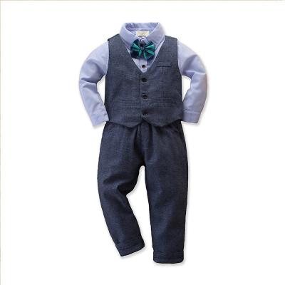 China HIGH STREET Baby Fashion Gentleman European and American Boys' Suit Tie Shirt + Vest + Long Sleeve Pants Three Piece Set for sale