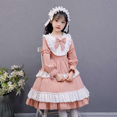 China HIGH STREET 4-12 Years Spring Lovely Baby Long Dress Children's Clothing Lolita Lace Sleeve Girl Dress for sale