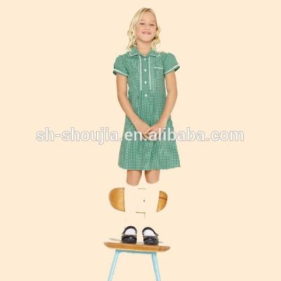 China Anti Shrink Green Gingham Dress School Uniform, School Uniform Gingham Dress for sale