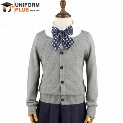 China Wholesale School Cotton Kids School Uniforms Gray Cardigan, Vest, Sweater For Boys Girls for sale