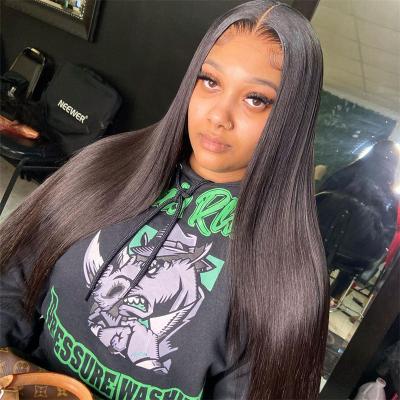 China Full Lace Wigs 4x4 13x4 13x6 100% HD Brazilian Silky Straight Human Hair, 180% Density Pre Plucked Lace Closure Frontal Wigs For Black Women for sale