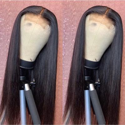 China Wholesale Silky Straight Brazilian Raw Unprocessed Virgin Full Wig, 100% Human Hair Wigs Lace Up, 4x4 180% Density Wigs For Black Women for sale