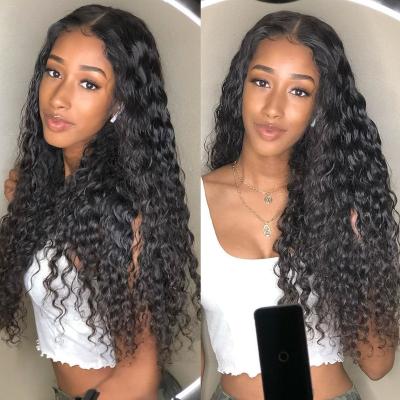 China Water Wave Aligned Brazilian Virgin 4x4 Lace Front Wigs, Water Wave Hd Lace Front Human Hair Wigs, Virgin Hair Wigs For Black Women for sale