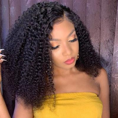 China Brazilian Curly Kinky Curly Half Lace Front Wig, Kinky Curly Lace Front Human Hair Wig, Short Curly Wigs For Black Women for sale