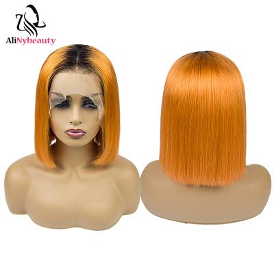 China Alinybeauty Color Straight Bob Wigs Cheap Brazilian Human Hair Straight 13x4 Lace Frontal Wigs 12 14 Inches Free Shipping for sale