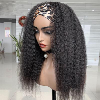 China Curly Straight Head Band Wigs For Color Women Curly Straight Hair Wigs With Hair Glueless Remy Hair Scarf Headband Wig Human Headband for sale