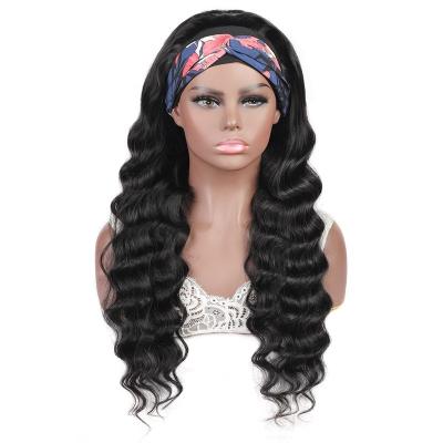 China Machine Made Wave Wigs Headband Loose Deep Hair Wigs Loose Wave Glueless Deep Water Wave For Black Women Curl Hair Wig With Headband for sale