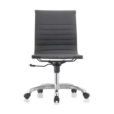 China Adjustable (Height) Chromed Aluminum Ribbed Leather Office Guest Chairs Without Arms for sale