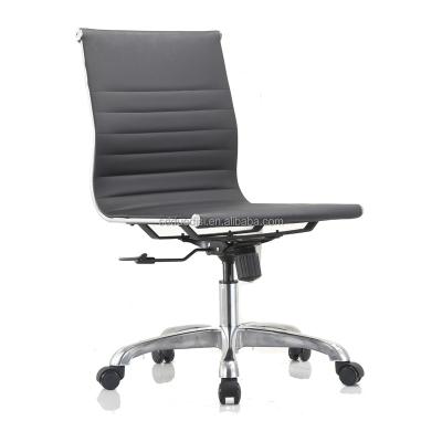 China Adjustable (Height) Chromed Aluminum Ribbed Leather Office Guest Chairs Without Arms for sale