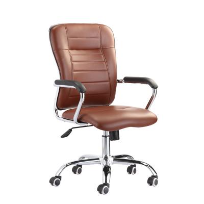 China Modern Leather Manager's Office Chair B623 (Height) Brown PU Ergonomic Mid Back Swivel Adjustable Office Desk Chair for sale